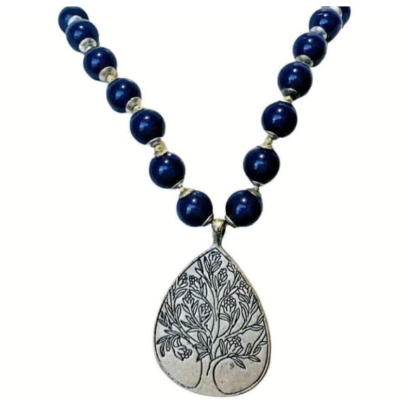 Liz Claiborne Blue Lapis Tree Of Life Pendant Necklace 18” Reflection & Faith - Picture 4 of 16
